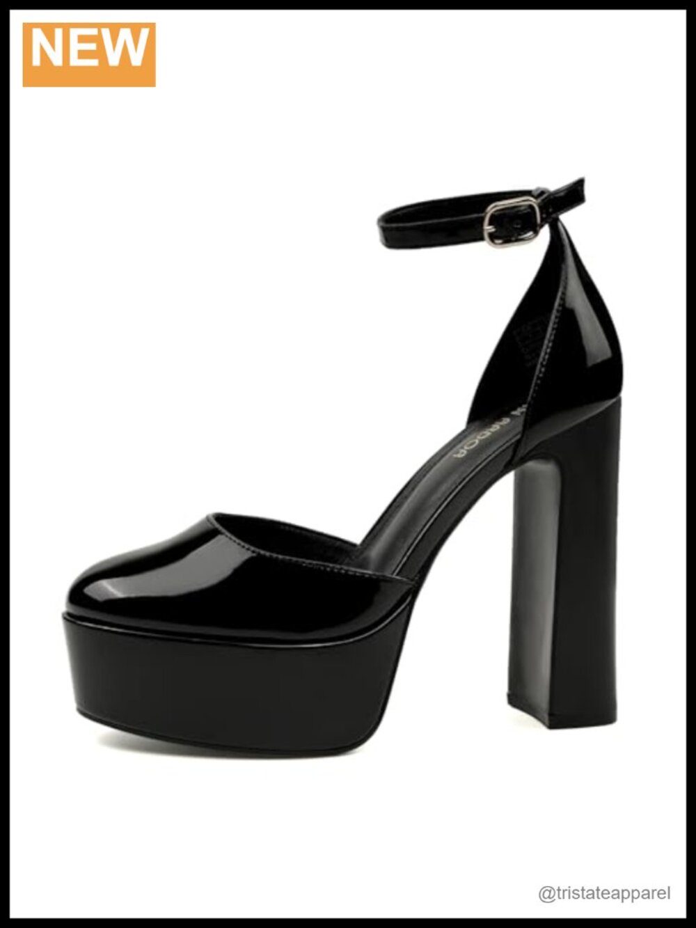 Women's Platform Heels 5 Inch Chunky Block Heel Ankle Strap Pumps